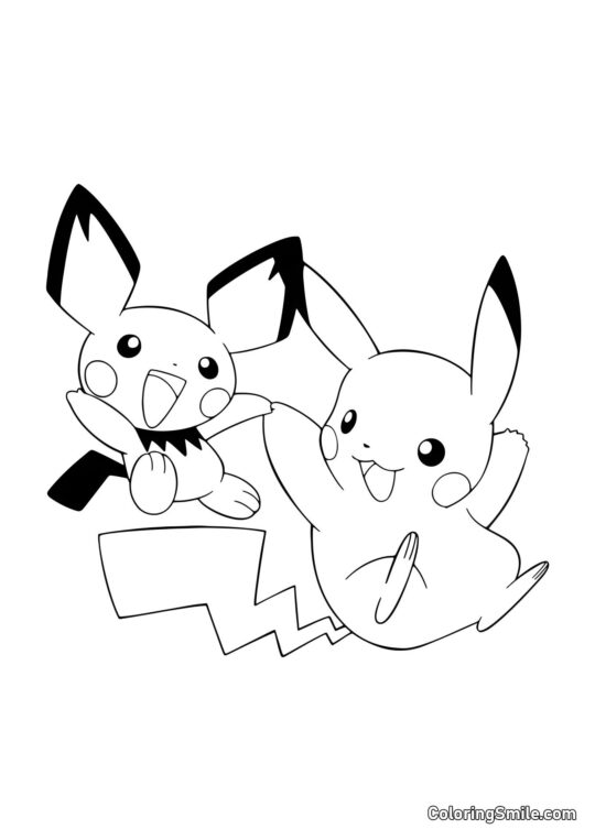 Pichu e Pikachu - Página para Colorir