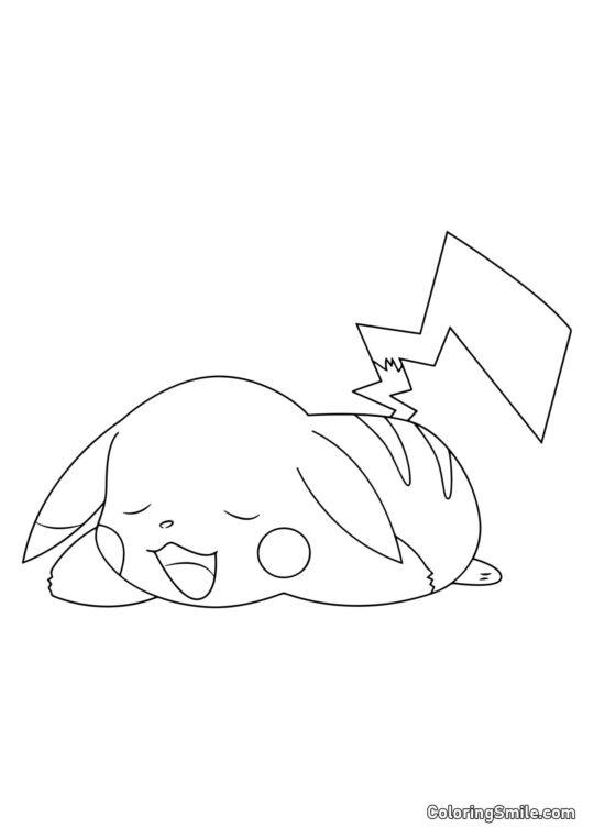 Pikachu Dormindo - Página para Colorir
