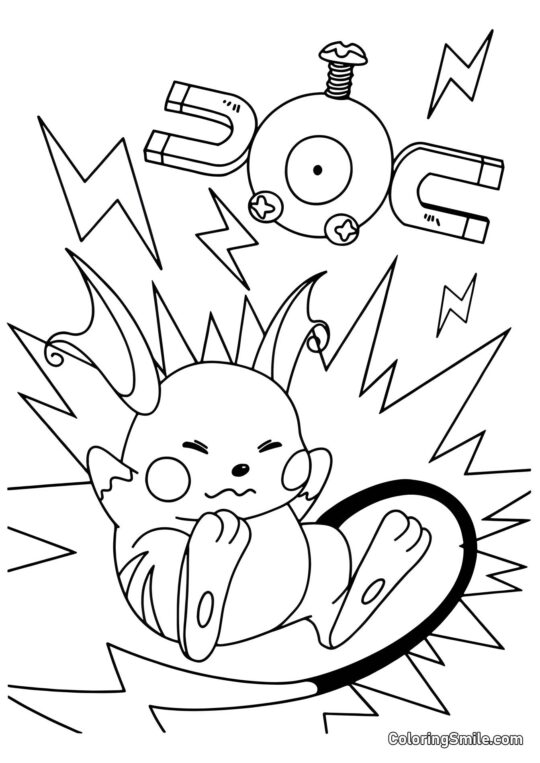 Raichu e Magnemite - Página para Colorir