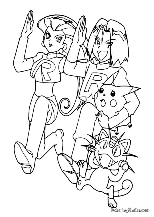 Equipe R Capturou Pikachu - Página para Colorir