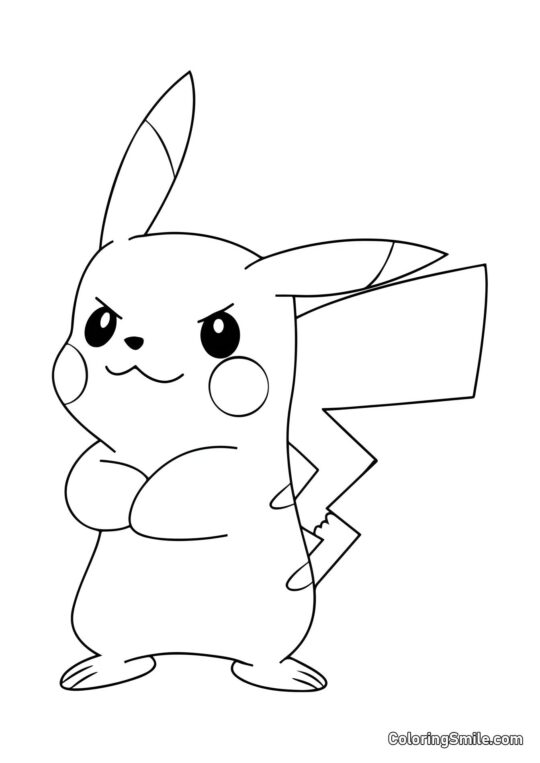 Pikachu Satisfeito Consigo Mesmo - Página para Colorir