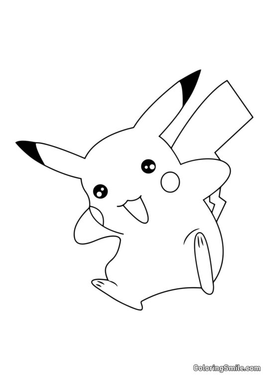 Pikachu Pulando de Alegria - Página para Colorir