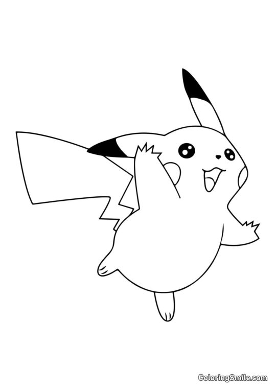 Pikachu Otimista - Página para Colorir