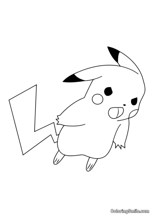 Pikachu Entrando em Batalha com um Grito - Página para Colorir