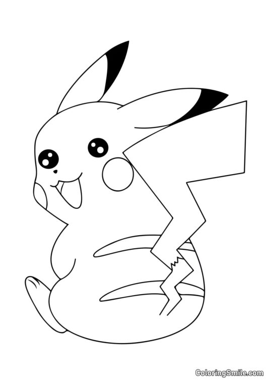 Pikachu Alegre - Página para Colorir