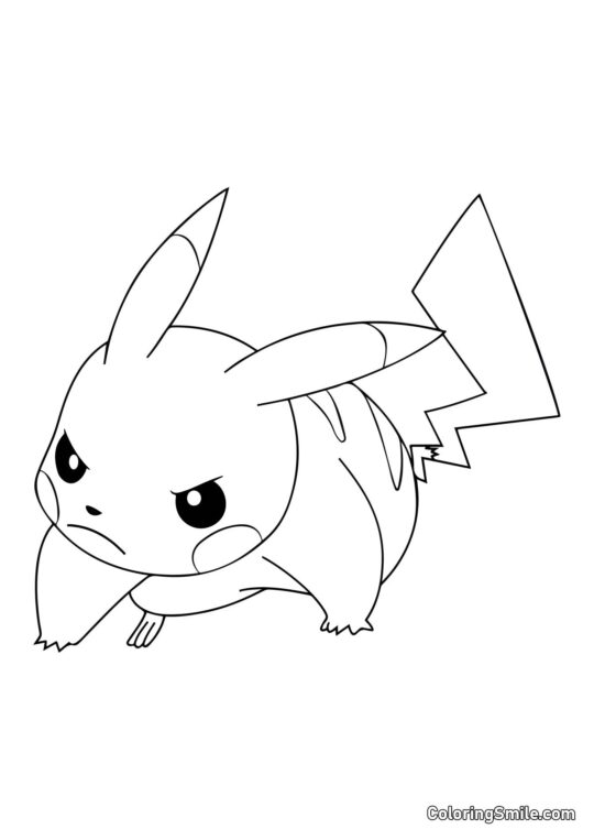 Pikachu Ficou Bravo - Página para Colorir