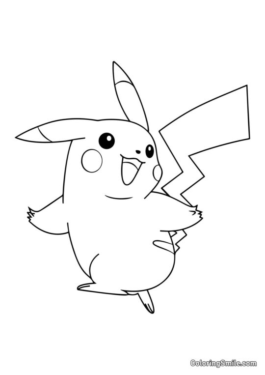 Pikachu Pulando - Página para Colorir