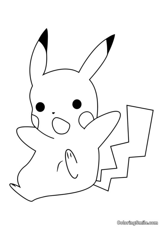 Pikachu Caindo - Página para Colorir