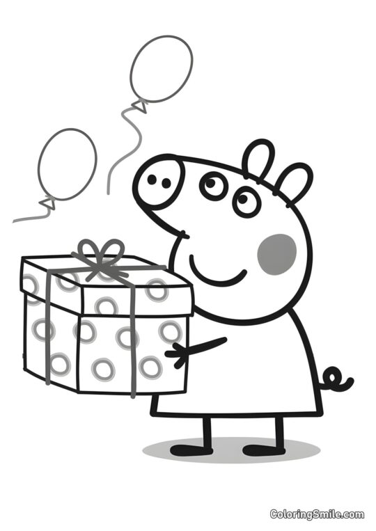 Aniversário da Peppa - Página para Colorir