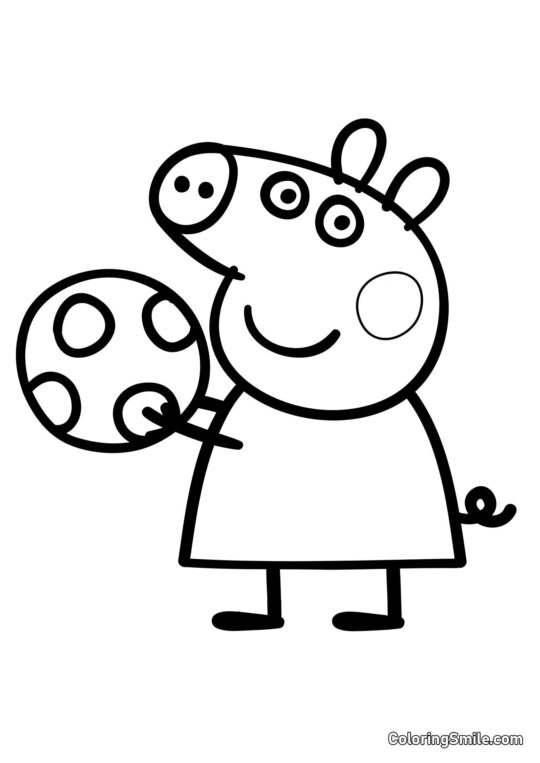 Peppa Pig com uma Bola - Página para Colorir