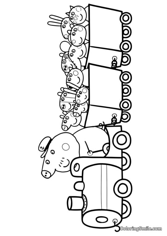 Trem do Vovô Pig - Página para Colorir