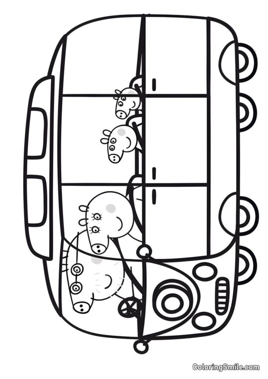 Peppa com a Família - Página para Colorir