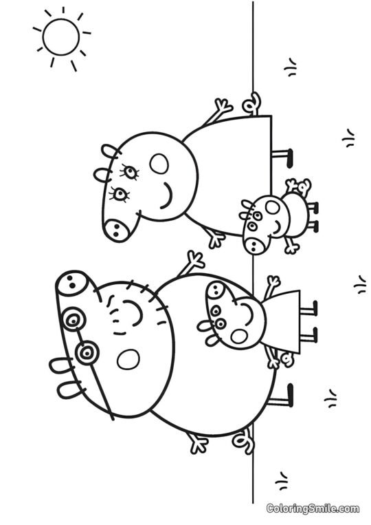 Família da Peppa Pig - Página para Colorir