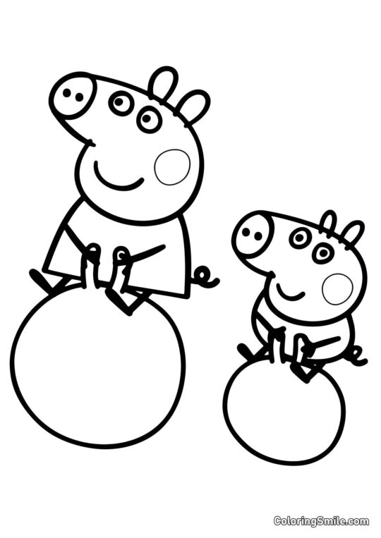 Peppa e George - Página para Colorir