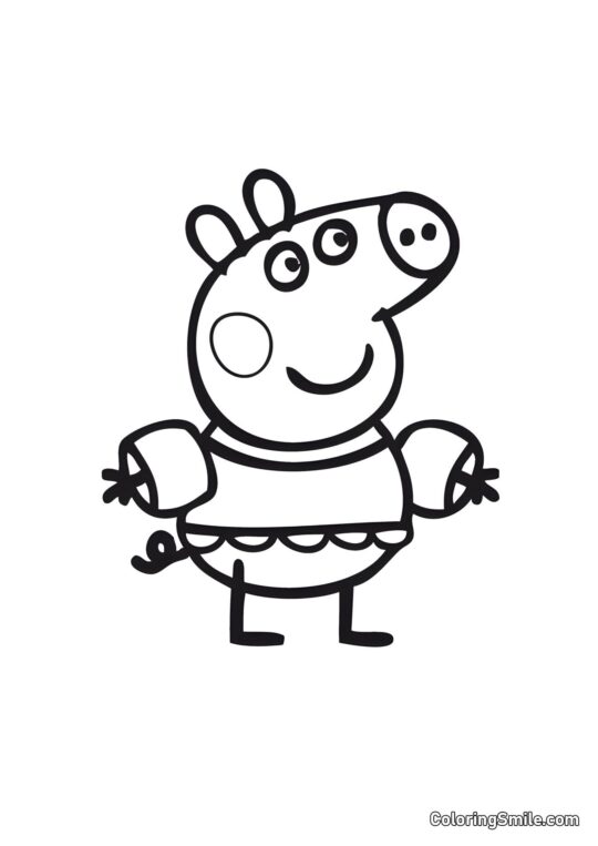 Peppa Pig com Joelheiras - Página para Colorir