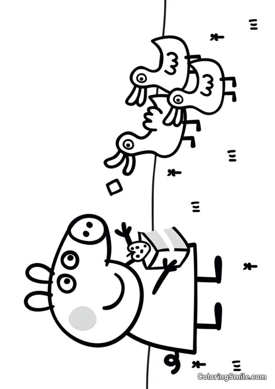 Peppa e a Torta - Página para Colorir