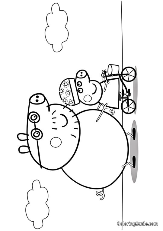 Peppa Aprendendo a Andar de Bicicleta - Página para Colorir