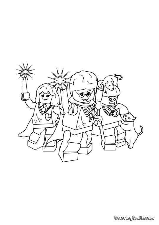 LEGO Harry, Hermione e Ron LEGO Harry, Hermione e Ron - Página para Colorir