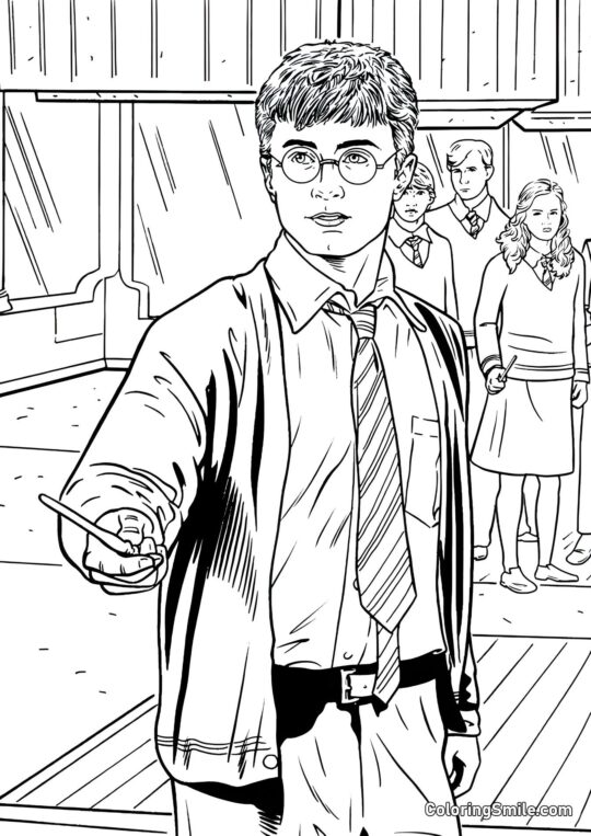 Harry protegendo amigos Harry protegendo amigos - Página para Colorir