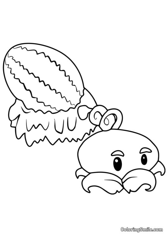 Melancia-lança de Plants vs. Zombies Melancia-lança de Plants vs. Zombies - Página para Colorir