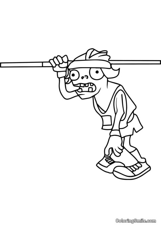 Zumbi Salto com Vara Zumbi Salto com Vara - Página para Colorir