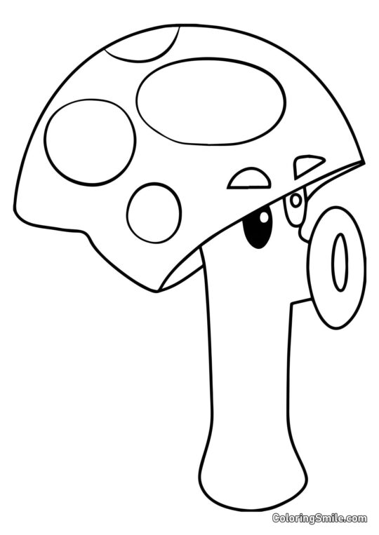 Cogumelo Medroso de Plants vs. Zombies Cogumelo Medroso de Plants vs. Zombies - Página para Colorir