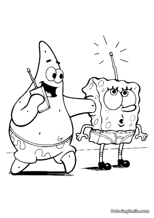 SpongeBob com Patrick SpongeBob com Patrick - Página para Colorir