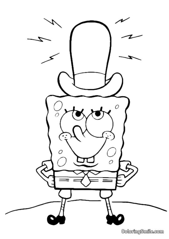 SpongeBob com um chapéu SpongeBob com um chapéu - Página para Colorir