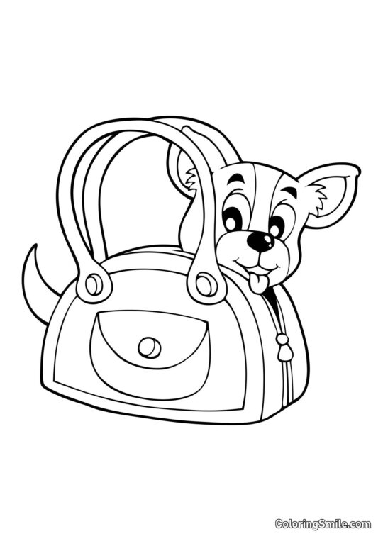 Cachorro em uma bolsa - Página para Colorir