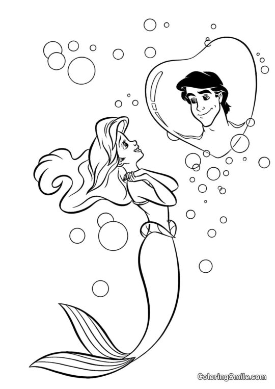 Sereia e Príncipe - Página para Colorir