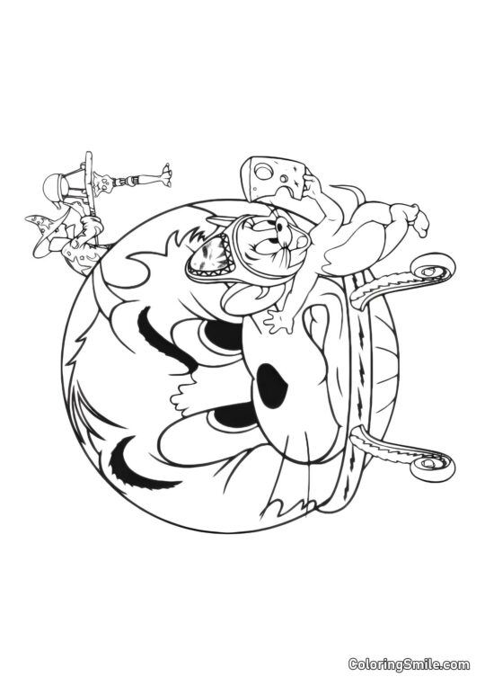 Tom Está Bravo com Jerry - Página para Colorir