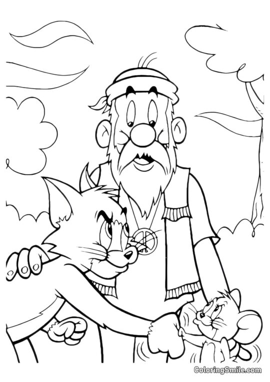 Tom e Jerry Fazendo as Pazes - Página para Colorir