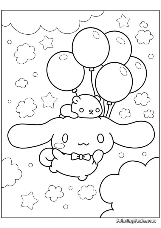 Cinnamoroll e Balões - Página para Colorir