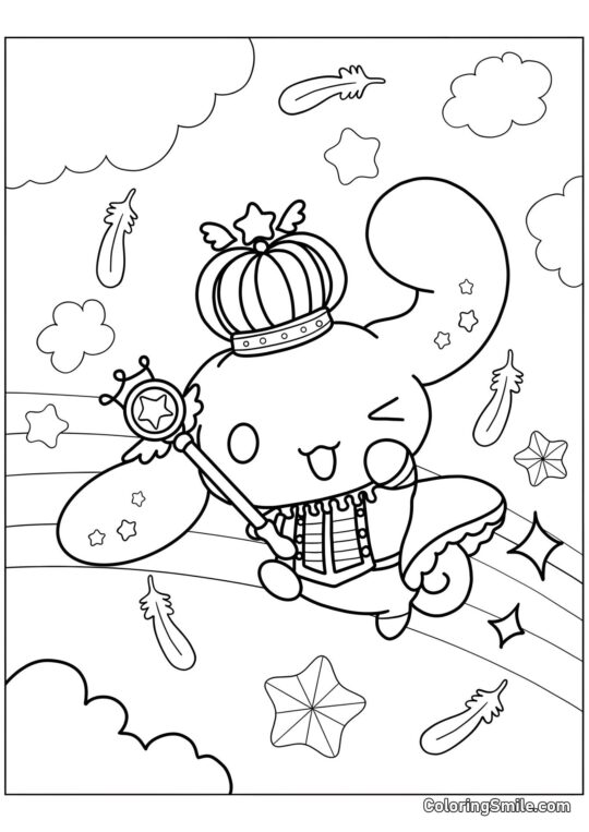 Cinnamoroll com uma Coroa - Página para Colorir