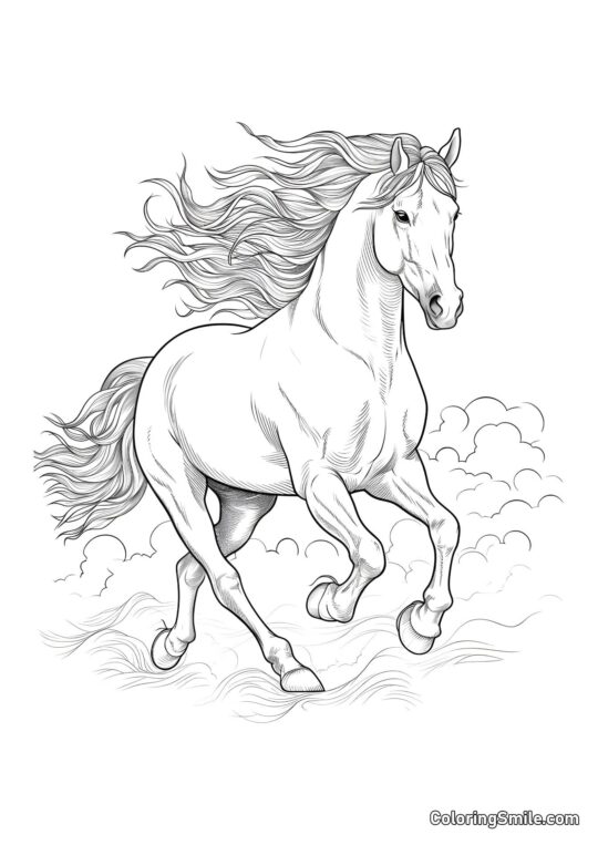 Garanhão com uma linda crina - Página para Colorir