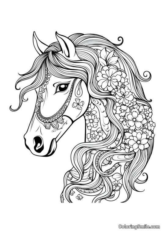 Cavalo de arteterapia cabeça em cores - Página para Colorir