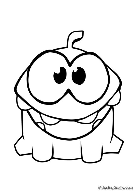 Om Nom com um Grande Sorriso - Página para Colorir