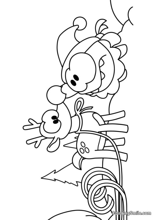 Om Nom e o Rena do Papai Noel - Página para Colorir