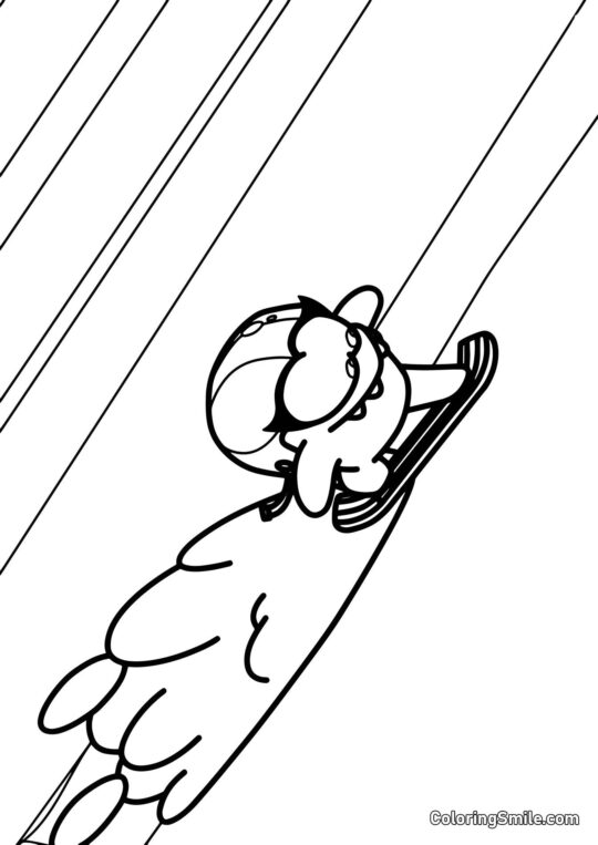 Om Nelle em um Snowboard - Página para Colorir