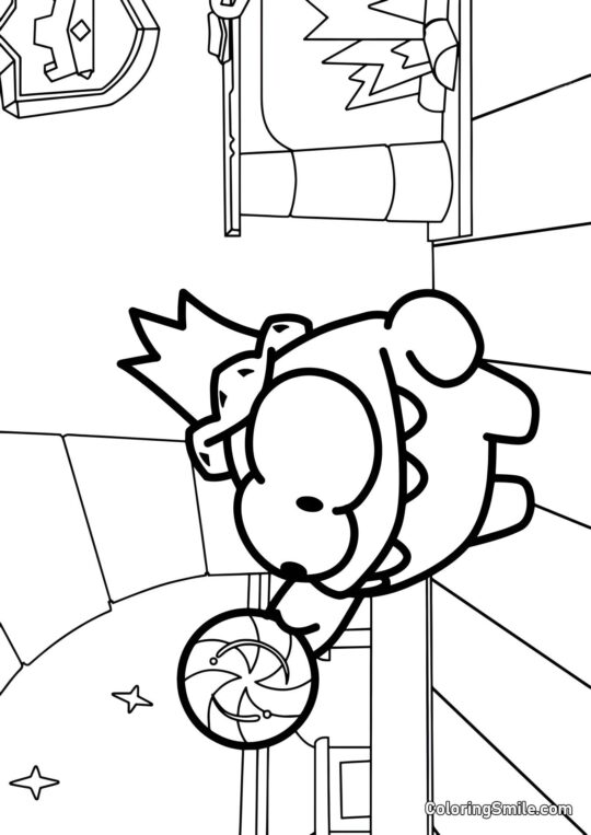 Rei Om Nom com um Pirulito - Página para Colorir