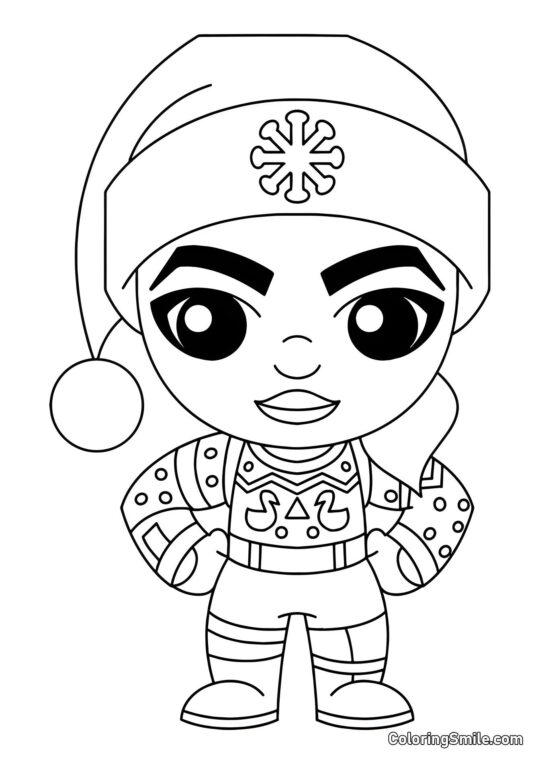 Fortnite Chibi Agente de Natal - Página para Colorir