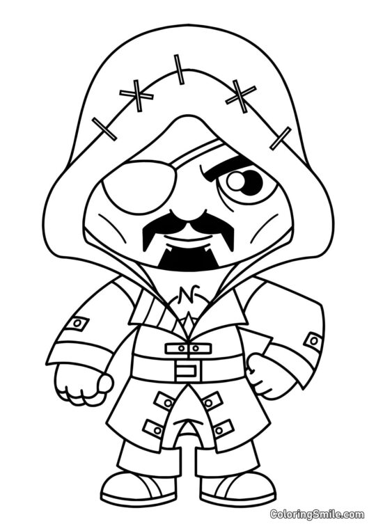 Fortnite Chibi Pirata - Página para Colorir