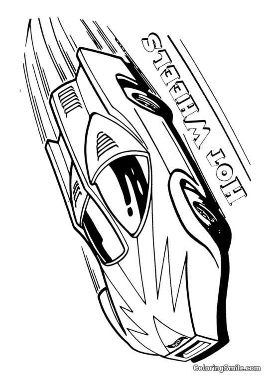 Hot Wheels na Pista de Corrida - Página para Colorir