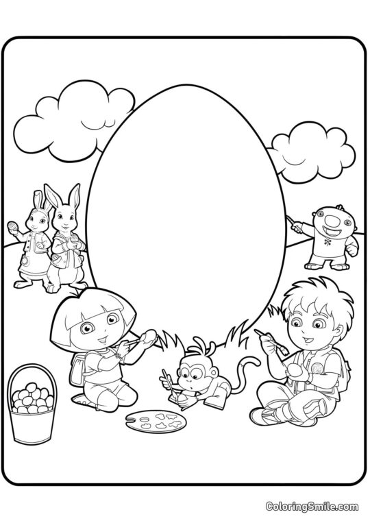 Dora, a Exploradora e a Páscoa Dora, a Exploradora e a Páscoa - Página para Colorir
