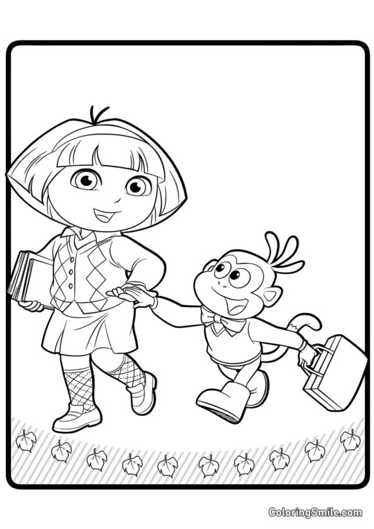 Dora, a Exploradora vai para a escola Dora, a Exploradora vai para a escola - Página para Colorir