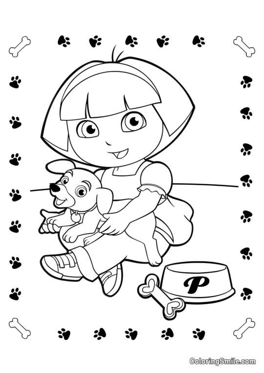 Dora, a Exploradora e um cachorrinho Dora, a Exploradora e um cachorrinho - Página para Colorir