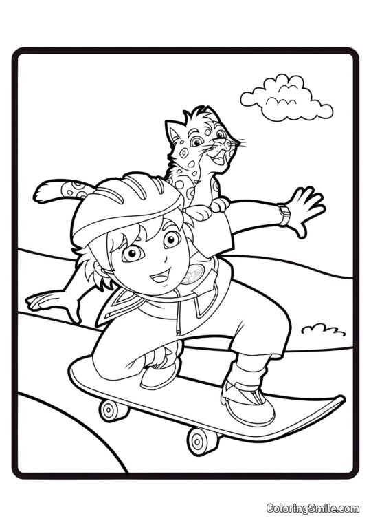 Diego em um skate Diego em um skate - Página para Colorir