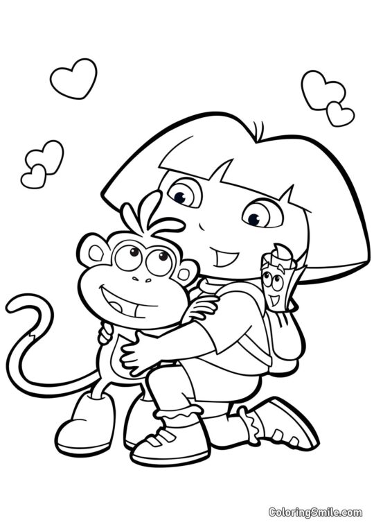 Dora Marques, Mochila e Botas Dora Marques, Mochila e Botas - Página para Colorir