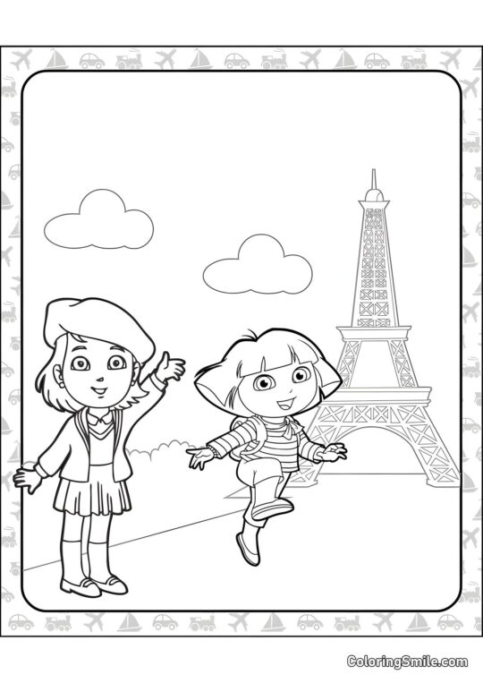 Dora, a Exploradora em Paris Dora, a Exploradora em Paris - Página para Colorir