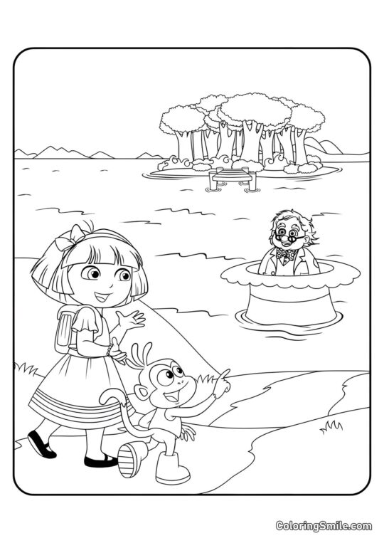 Dora e o Chapeleiro Maluco Dora e o Chapeleiro Maluco - Página para Colorir